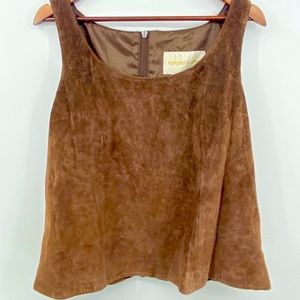 VINTAGE LEATHER TANK TOP with great, flattering cut - Sz XL